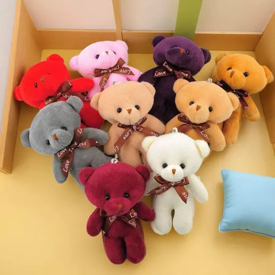 kit 6/12/24 unis Chaveiro Com Pingente De Urso Ttedy De Pelúcia cor aleatorio/12cm