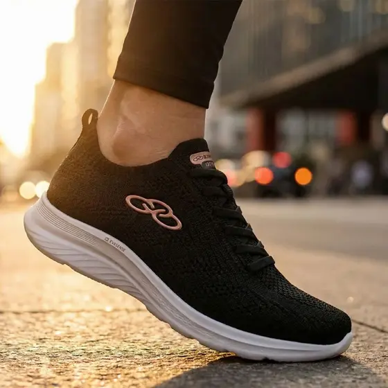 Tênis Feminino Olympikus Ultraleve 130G Caminhada Hypersox Preto
