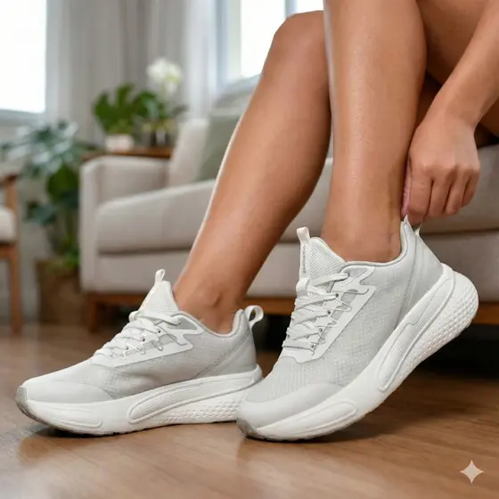 Tênis Feminino Via Marte Esportivo Jacquard Branco/Off White