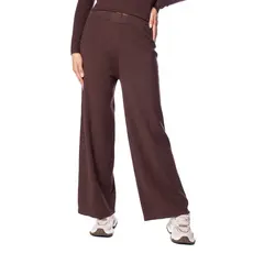 Calça Feminina Facinelli Pantalona Canelado Marrom Escuro