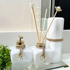 Kit Para Lavabo Jogo Banheiro Difusor Porta Sabonete Líquido e Escovas Varetas Decorativas + Organizador- K254-02 Coleçã
