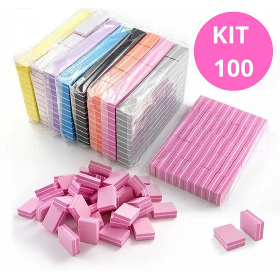 Kit Mini Lixas Buffer Bloco Quadrada Polidora Manicure nail designer 100/180