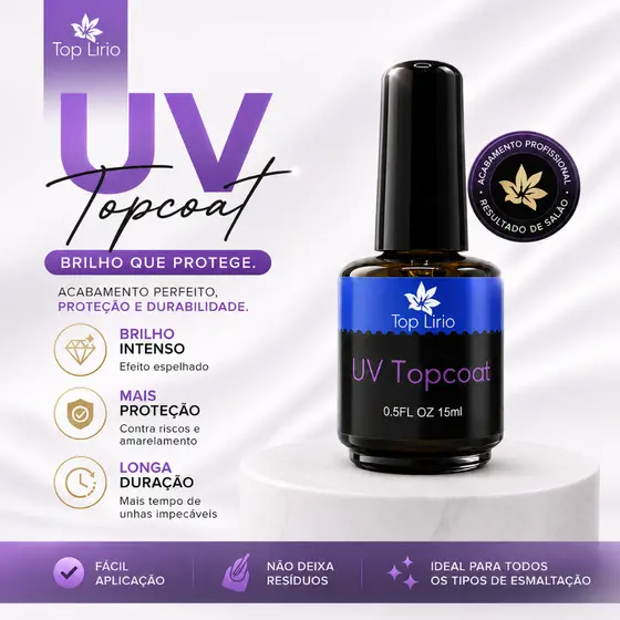 Top Coat  selante Lirió Led Uv Extra Brilho Gel Acrigel Unhas