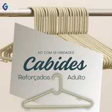 Kit 50 Cabide Reforçado Adulto Branco Organizar Roupas Calças Saias Shorts Resistentes