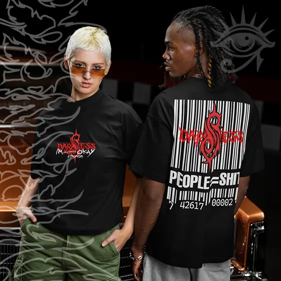 Camiseta Basica e OVERSIZED Slipknot People = Shit Banda Rock Roll Unissex - Darknezz