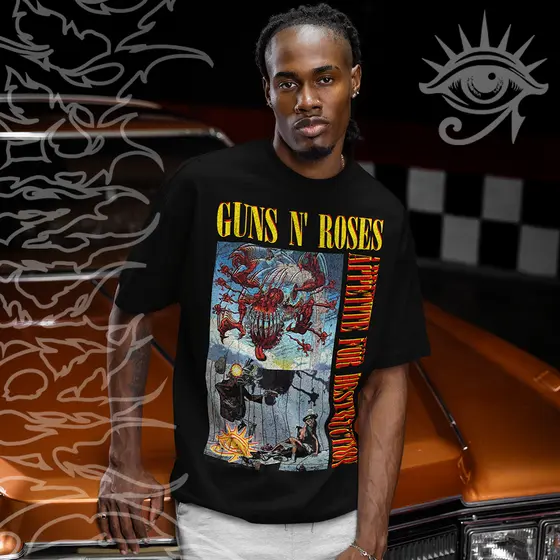 Camiseta Basica e OVERSIZED Guns n Roses Appetite For Destruction Rock Vintage Unissex - Darknezz