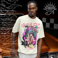 Camiseta Basica e OVERSIZED Gorillaz Carton Demon Days Banda Rock Pop Unissex - Darknezz