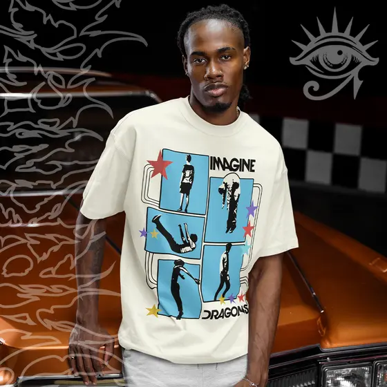 Camiseta Basica e OVERSIZED Imagine Dragons Mercury Loom World Tour Unissex - Darknezz
