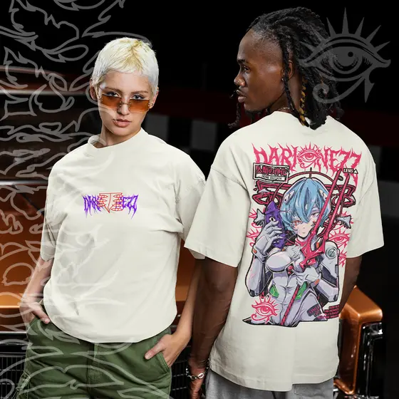 Camiseta Basica e OVERSIZED Rei Ayanami Eva Neon Genesis Evangelion Graphic Unissex - Darknezz