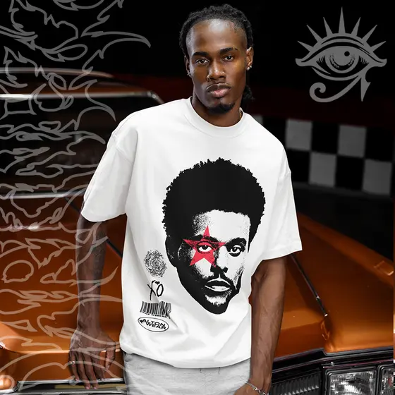 Camiseta Basica e OVERSIZED The Weeknd Xo Starboy After Hours Graphic Unissex - Darknezz