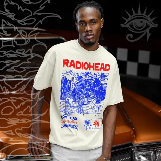 Camiseta Basica e OVERSIZED Radiohead Com Lag 2Plus 2isfive Album Rock Unissex - Darknezz