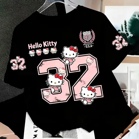 Camiseta Básica e OVERSIZED Cute Kawaii Hello Kitty 32 Y2k Desing Simbolos Streetwear Gatinha Fofa Unissex