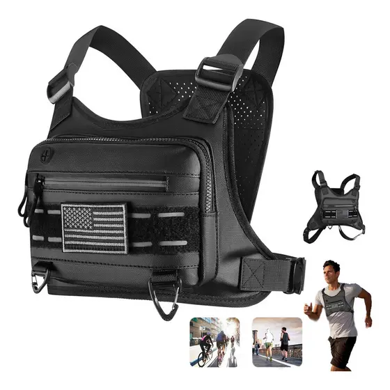 Bolsa Peitoral Esportiva Antissuor Com Faixa Refletiva