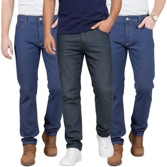 Kit Calças Jeans Masculina 100% Algodão para Trabalho Reforçada