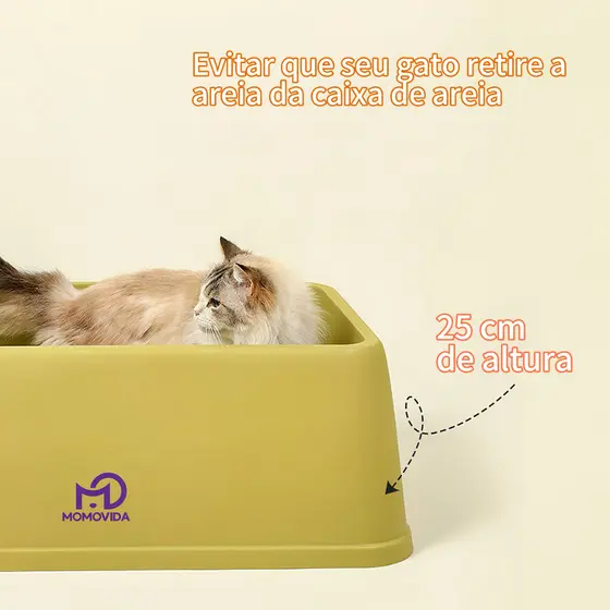 Caixa de Areia Momovida Grande 15L Para Gatos Com Laterais Altas Para Limpeza Higiene Banheiro Móvel