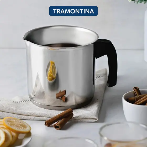 Fervedor Leiteira Panela Tramontina Allegra Fundo Triplo Indução Aço Inox 14cm 2L Cabo de Baquelite