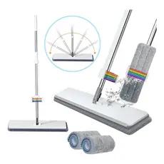 Esfregao Mop ZOLELE Microfibra Com Rotacao Automatica 360° 7 Raspadores Para Areas Umidas e Secas