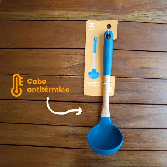 Concha de Sopa Feijão ZOLELE Resistente Utensílio para Cozinha Madeira e Silicone Com Cabo TPR