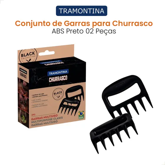 Conjunto De Garras De Urso Multiuso Tramontina Churrasco Kit 2 Peças ABS Para Desfiar Carne Salada