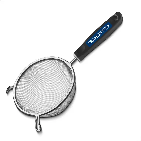 Peneira 9 cm Tramontina Utilita Preto Ovos, Farinha, Suco Lâmina de Aço Inox e Cabo de Polipropileno