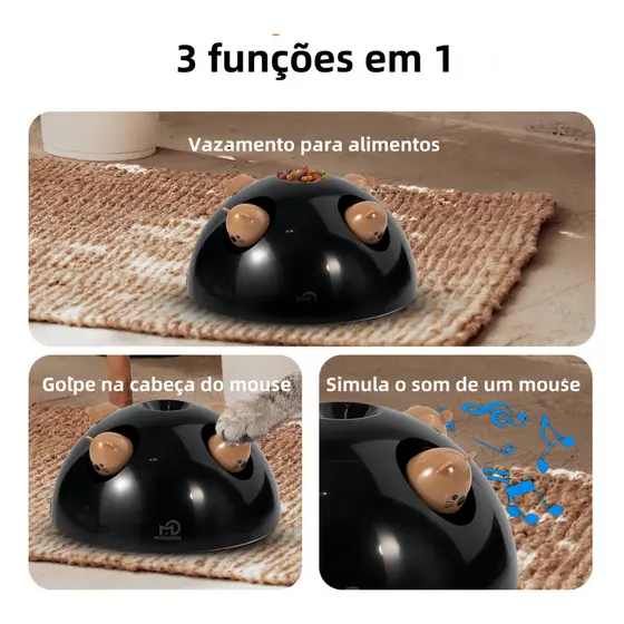 Brinquedo Interativo Momovida de Ratos Mouse para Gatos Emite Sons e Faz Movimentos Porta Petisco