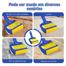 Removedor de Pelos e fiapos Momovida de Animais de Estimação Escova e Rolo Adesivo Rolante 2 Em 1