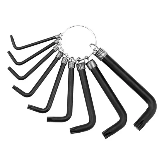 JOGO DE CHAVE TORX CURTA, OXIDADO PRETO, COM ARGOLA, T10-T50, 9PCS // SPARTA
