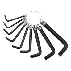 JOGO DE CHAVE TORX CURTA, OXIDADO PRETO, COM ARGOLA, T10-T50, 9PCS // SPARTA