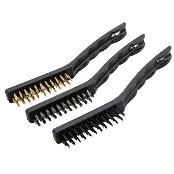 JOGO DE ESCOVA DE ACO GRANDE, COM CABO PLASTICO, 3PCS // MTX