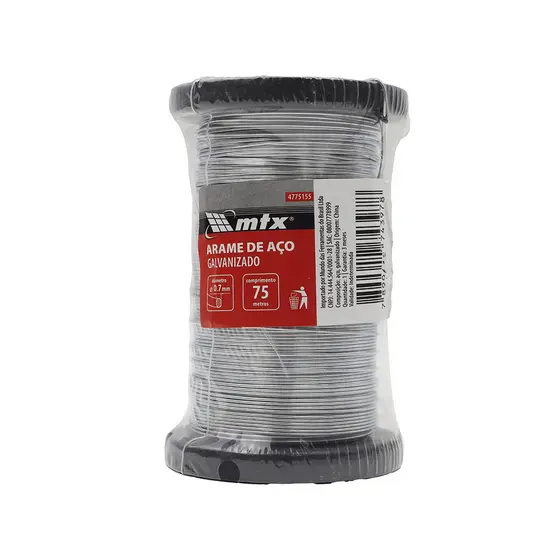 ARAME DE ACO, GALVANIZADO, 0,7MM, COMPRIMENTO 75M, 0,210KG, 1PC // MTX