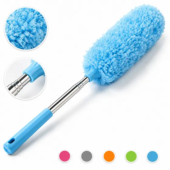 Espanador de Pó Eletrostático Premium com Extensor Retrátil Alcance Alto Limpeza Eficiente