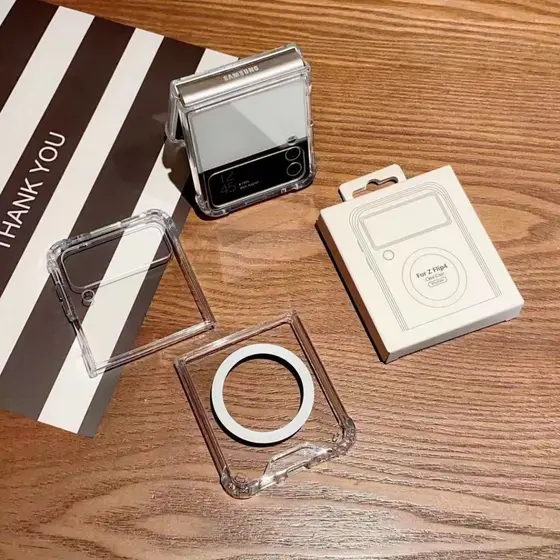 Capinha Transparente Z Fold Z Flip MagSafe Carregamento Indução Acrílica Premium