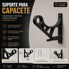 Suporte para Pendurar Capacete com Acessório porta Chave fixado na Parede com buchas e parafusos