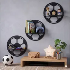 Kit 3 Nichos Prateleira Bola de Futebol em MDF – Decoração e Organização