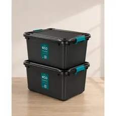 Kit 2 Caixa Organizadora 27 Litros Grande Com Tampa e Travas Cesto Brinquedos e Multiuso Empilhável