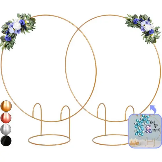 2 Arco De Festa Redondo 50cm De Mesa Dourado Painel Decoração