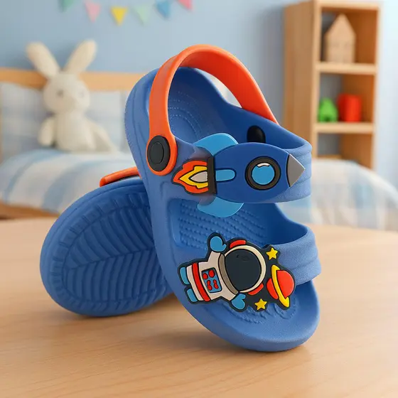 Sandália Papete Infantil Meninos Astronauta Masculinos Crianças Lev Confortável Antiderrapante