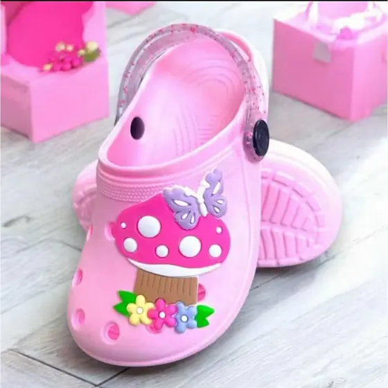 Babuche Infantil Menina Flores Cogumelo Feminina Sandalia Leve Confortavel Antiderrapante