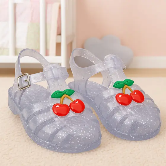 Sandália infantil Femininas Cerejas Frutas Frutinhas Papete Meninas Leve e Confortável