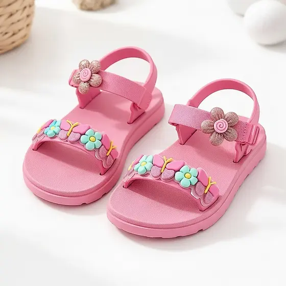 Sandália Papete Infantil Borboletas Menina Flor Crianças Lev Confortável Antiderrapante