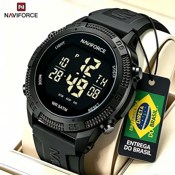 NAVIFORCE Relógio Digital Masculino, Moda Casual e Esportiva, Pulseira de Silicone de Alta Qualidade