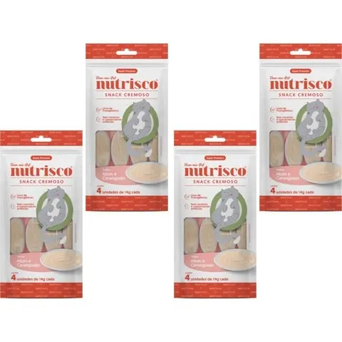 Kit 4 Nutrisco 56g cada Atum e Caranguejo Gatos - Como Churu