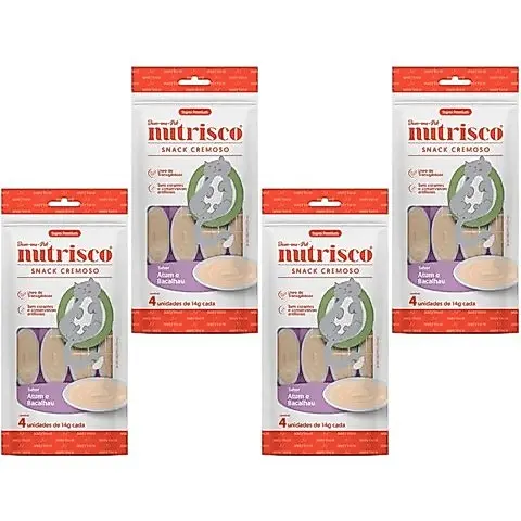 Kit 4 Nutrisco 56g cada Atum e Bacalhau Gatos - Como Churu