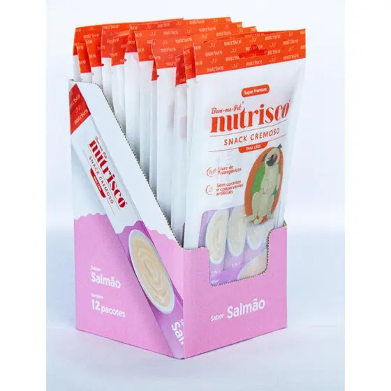 Kit 12 Nutrisco para cães Petisco Cremoso Frango, Salmão ou variado (caixa fechada)