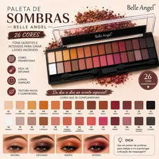 Belle Angel Paleta de Sombras 28 Cores Nude B013-1 Tons Neutros Matte e Cintilantes para Look Versátil