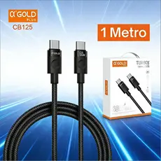 Cabo USB-C A'Gold 60W - Carregamento e Transferência de Dados, Nylon CB125