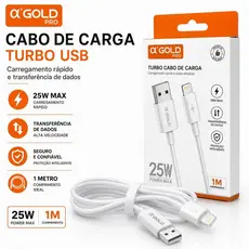 Cabo Carregador USB Tipo-C Lightning A'GOLD CB129 25W PD Carregamento Rápido e Dados para iPhone 1 Metro