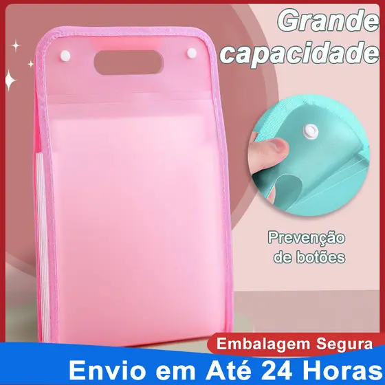 Kit 3 peças/Pasta Sanfonada Para Documento 12 Divisorias e Pasta A4 Escritório Escolar