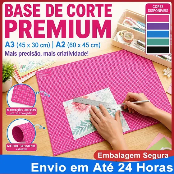Tapete de Corte A3 45x30cm Dupla Face PVC Resistente Artesanato Patchwork