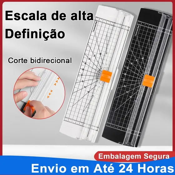 Cortador de Papel A4 Portátil Refiladora com Régua Corte Reto e Angular para Fotos Scrapbook Escritório